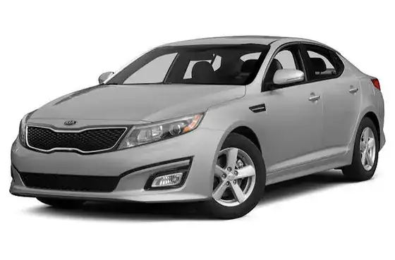 Silver Kia Optima, front three-quarter view